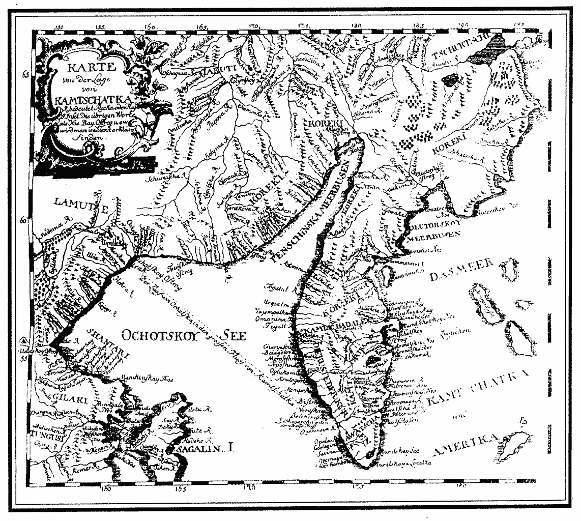 Карта путешествия Крашенинникова на Камчатке